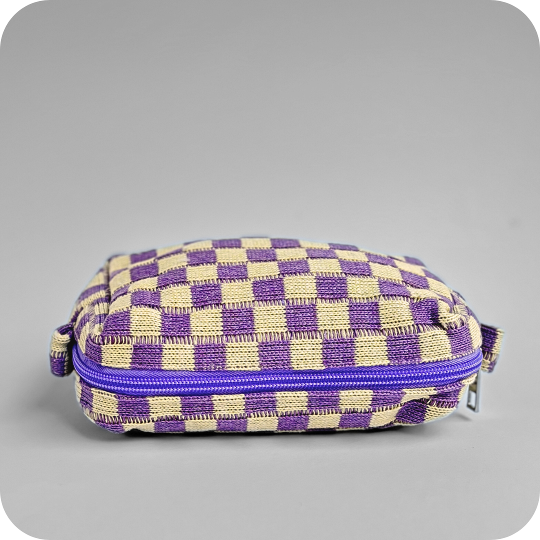 Small Checkered Skincare & Makeup Bag - Lilac - Know To Glow
