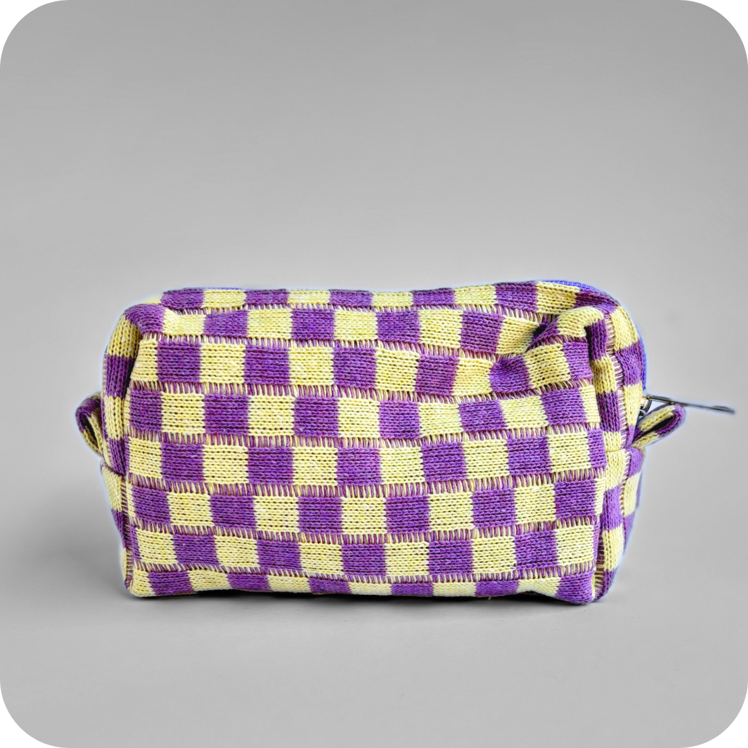 Small Checkered Skincare & Makeup Bag - Lilac - Know To Glow