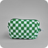 Small Checkered Skincare & Makeup Bag - Green - Know To Glow
