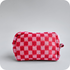 Small Checkered Skincare & Makeup Bag - Pink - Know To Glow