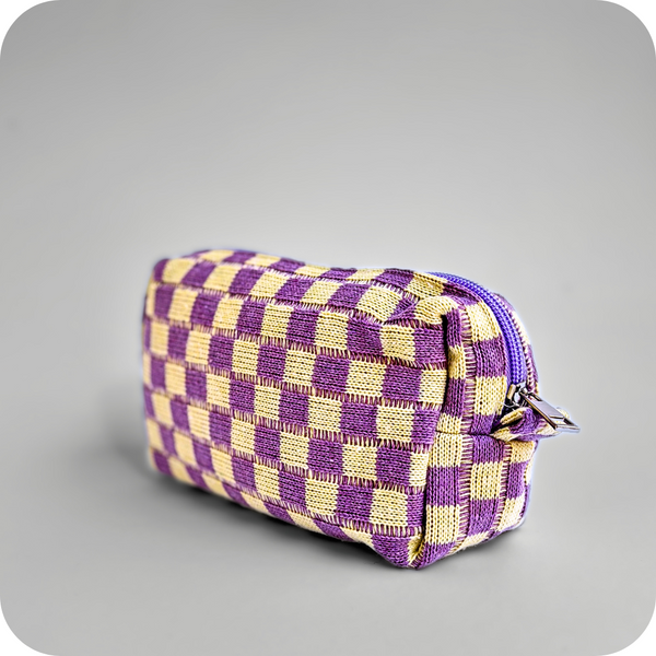 Small Checkered Skincare & Makeup Bag - Lilac