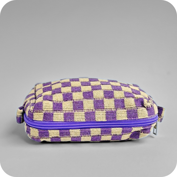 Small Checkered Skincare & Makeup Bag - Lilac